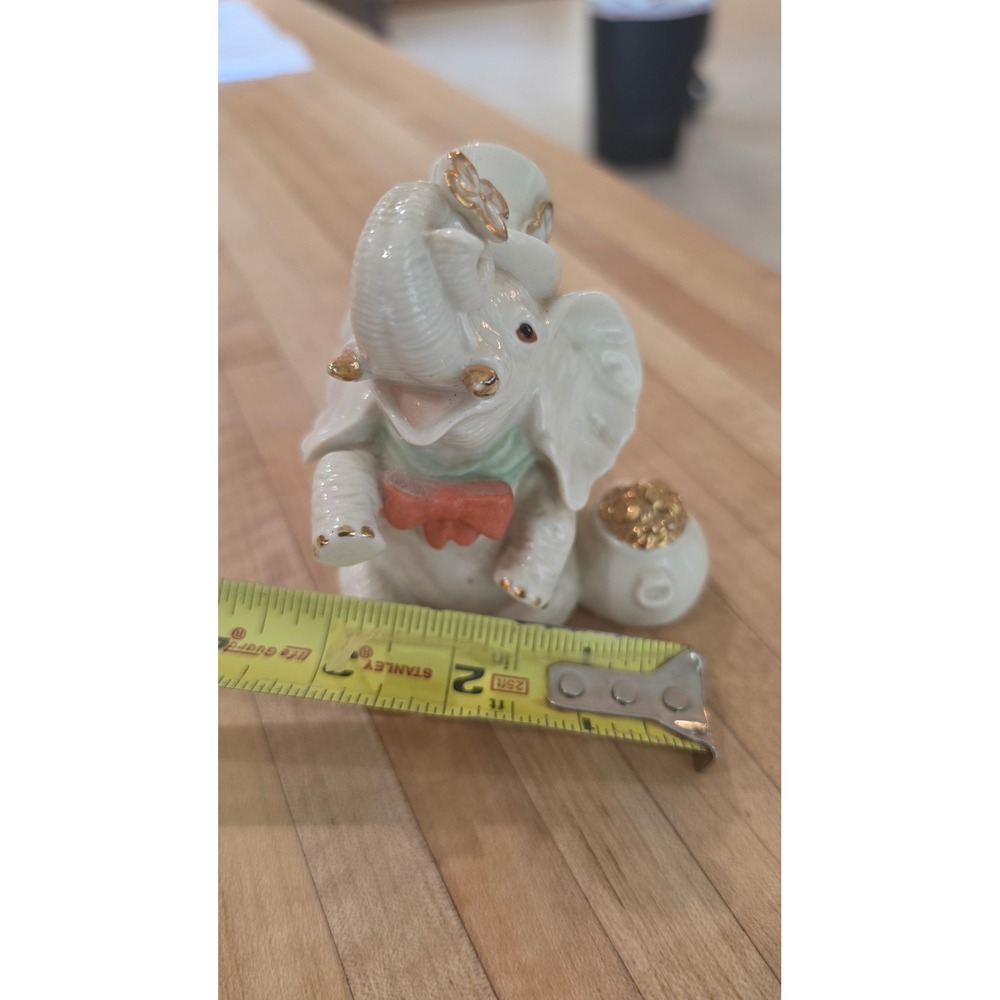 Lenox Irish Luck Elephant Figurine Porcelain St Patricks Day Gold Accents 3.75in